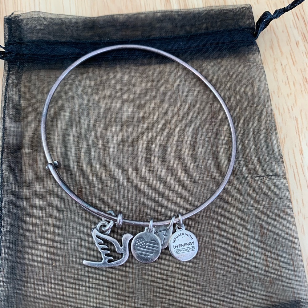 Alex and Ani Sacred Dove Charm Bangle Silver
